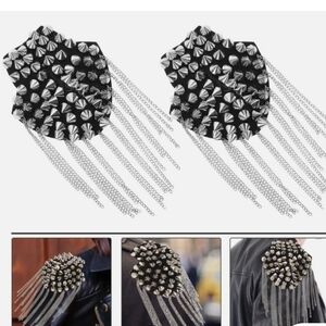 Black and Silver Studded Shoulder Epaulet